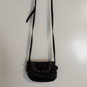 Vintage Topshop Brown Studded Gen Leather Crossbody Bag